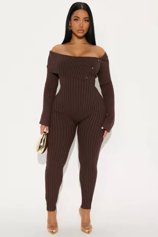 Melina Sweater Off Shoulder Skinny Leg Jumpsuit