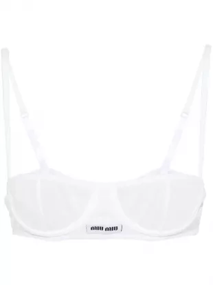 Ribbed Knit Denim Bra