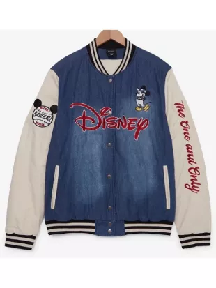 Mickey Mouse Baseball Denim Bomber Jacket