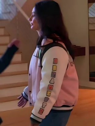 Jersey Shore Vacation S09 Jenni Farley Pink Varsity Jacket