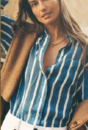 Blue Sadie Relaxed 100% Linen Shirt