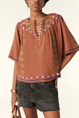 Loose embroidered top