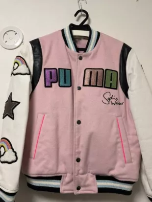 Jersey Shore Family Vacation Jenni Farley Pink Varsity Jacket