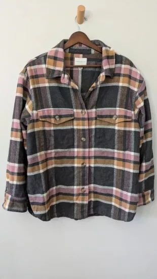 Oversized Flannel Shirt Jacket Shacket