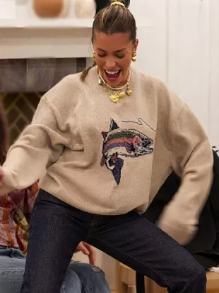 Lets Marry Harry S01 Mya Benway Fish Printed Oversized Sweater