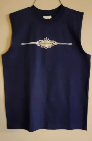 Shirt Mens Large Blue Sleeveless Logo Graphic