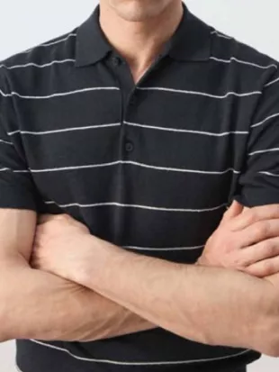 Ted Lasso S04 Jason Sudeikis Striped Polo Shirt