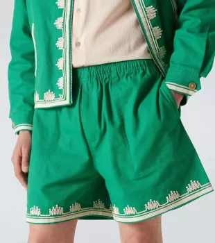 Ripple Embroidered Cotton Shorts