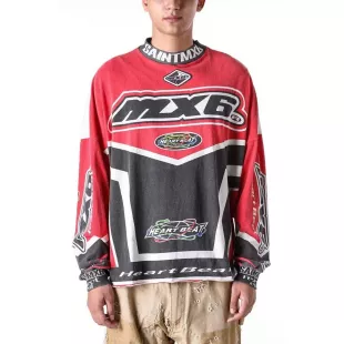 Saint of Michael Motocross Race Long Sleeve T-shirt Cotton Jersey