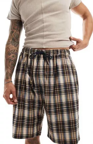 Longline Plaid Shorts