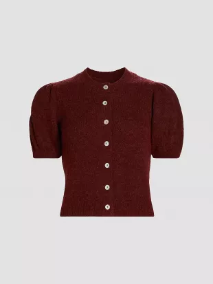 Anisa Alpaca-Wool Puff-Sleeve Cardigan