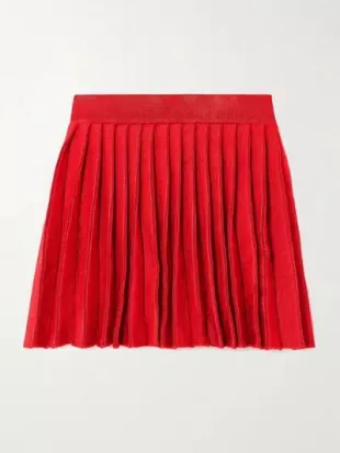 Pleated Knit Mini Skirt