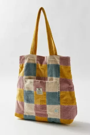 Patchwork Corduroy Tote Bag