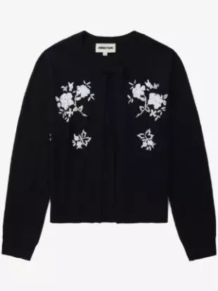 Floral Embroidered Silk-Cashmere Cardigan