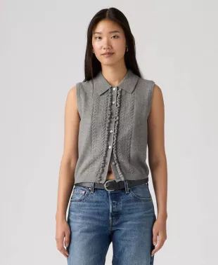 Sleeveless Collared Vest