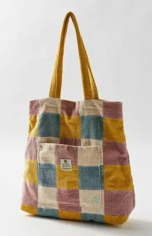 Patchwork Corduroy Tote Bag