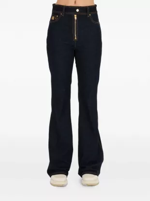 Gold-zip flared Jeans