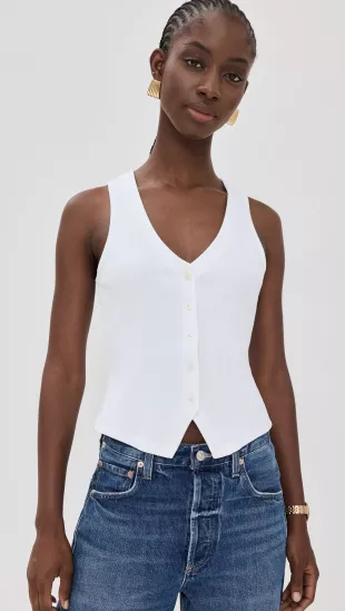 Hoorne Button-Down Tank Top