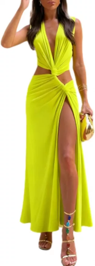 Dress Elegant Sexy Deep-V Neck Long Dress