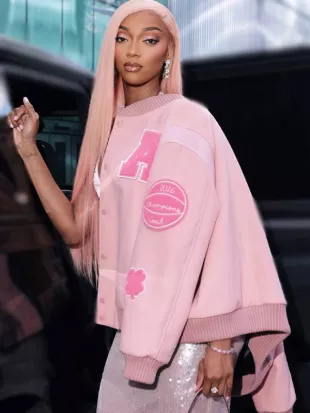Angel Reese Custom Coach Pink Jacket
