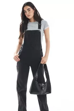 Denim Overall in Washed Black