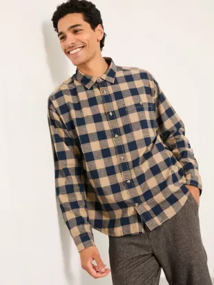 Navy Long Sleeve Relaxed Buffalo Check Shirt