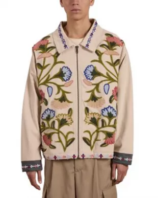 Floral Embroidered Work Jacket