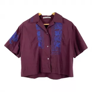 Floral Embroidered Camp Shirt