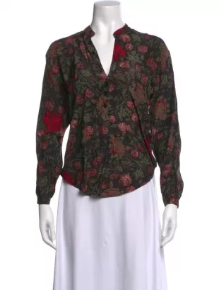 Floral Print Silk Blouse