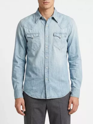 The Rockford Files David Boreanaz Denim Western Shirt