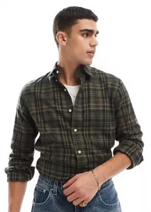 Icon Logo Check Performance Brushed Twill shirt