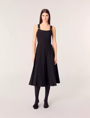Pleated Knit Midi Dress