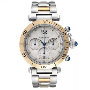 Cartier Pasha 2113 Chronograph Steel & Gold 38mm Silver Dial