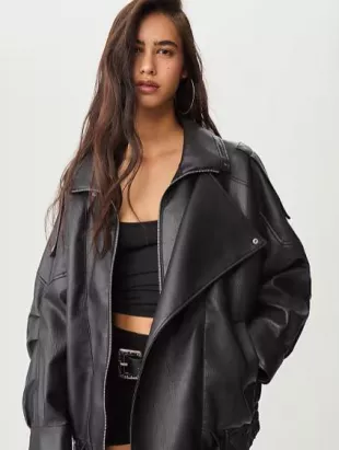 Oversize Leather Effect Jacket