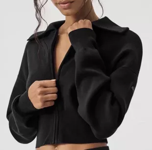 Scholar Knit Cropped Full Zip Jacket