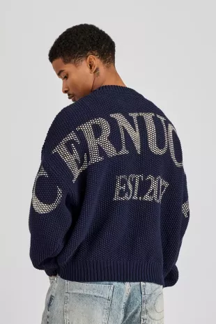 Textured Knit Printed Sweatshirt