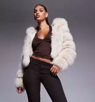 Cropped Faux Fur Coat