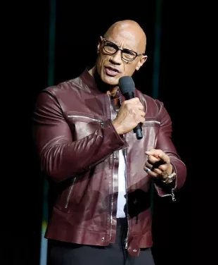 Jumanji Open World Photocall Dwayne Johnson Leather Jacket