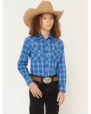 Plaid Print Long Sleeve Snap Western Shirt