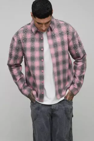 Jewel Embellished Heavyweight Check Shirt