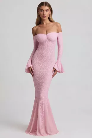 Verena Off-Shoulder Ruffle Lace Maxi Dress