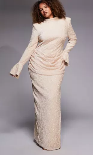 Curve Velvet Sequin Maxi Dress
