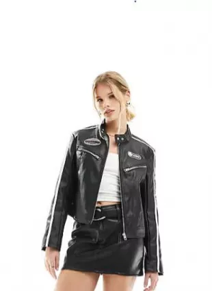 Faux Leather Motorcross Jacket