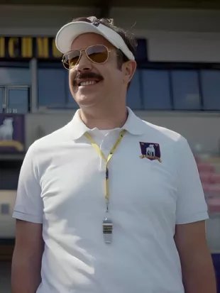 Ted Lasso Season 4 Jason Sudeikis White Polo Shirt