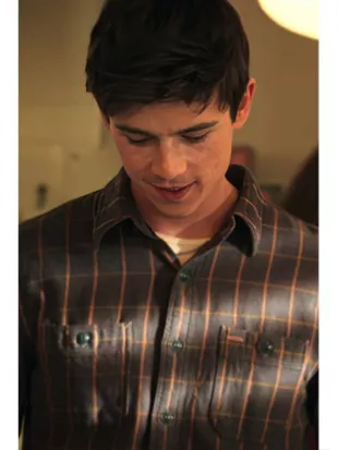 My Life with the Walter Boys S03 Ashby Gentry Brown Plaid Shirt
