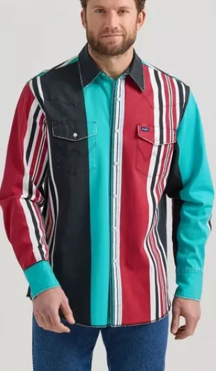 Men's Multicolor Brushpopper Stripe Snap Shirt