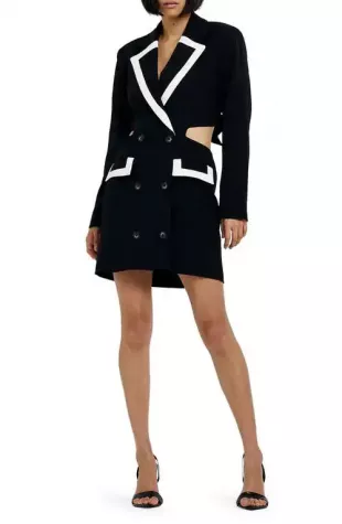 Cutout Long Sleeve Blazer Dress