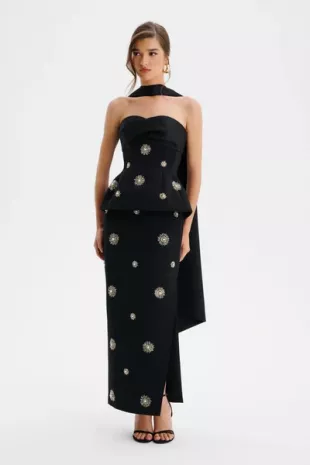 Star Embellished Bandeau Corset Top With Scarf