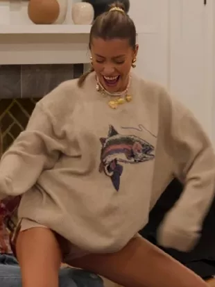 Lets Marry Harry S01 Mya Benway Fish Printed Sweater