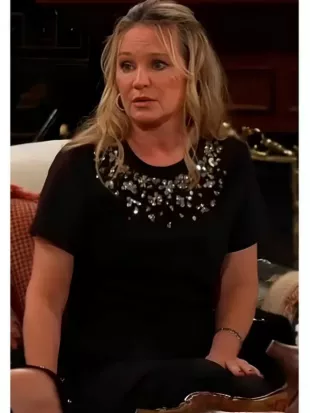 The Young and the Restless Sharon Newman Black Crystal Embellished Top